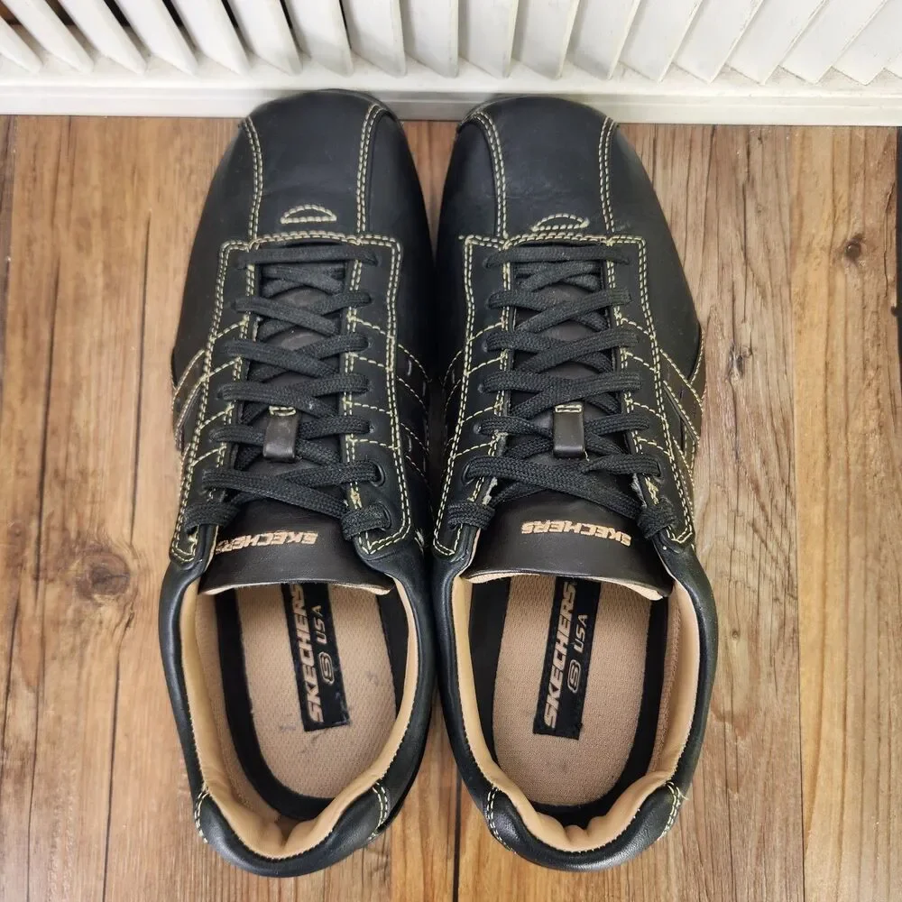 Skechers Citywalk Malton Leather Shoes Mens Size 10 Black Driving Sneakers 60488